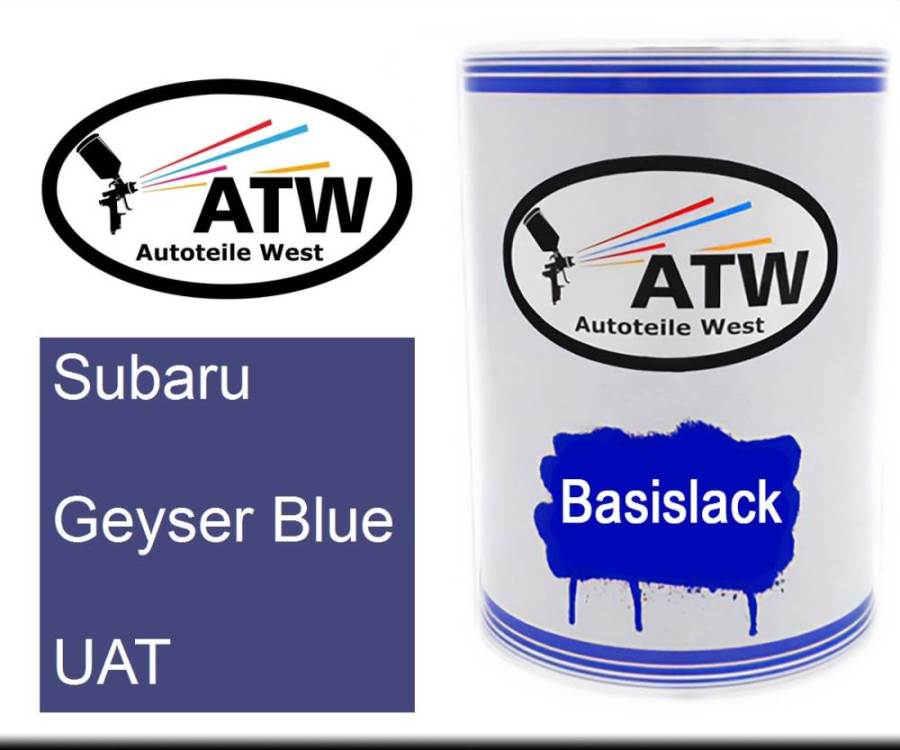 Subaru, Geyser Blue, UAT: 500ml Lackdose, von ATW Autoteile West.